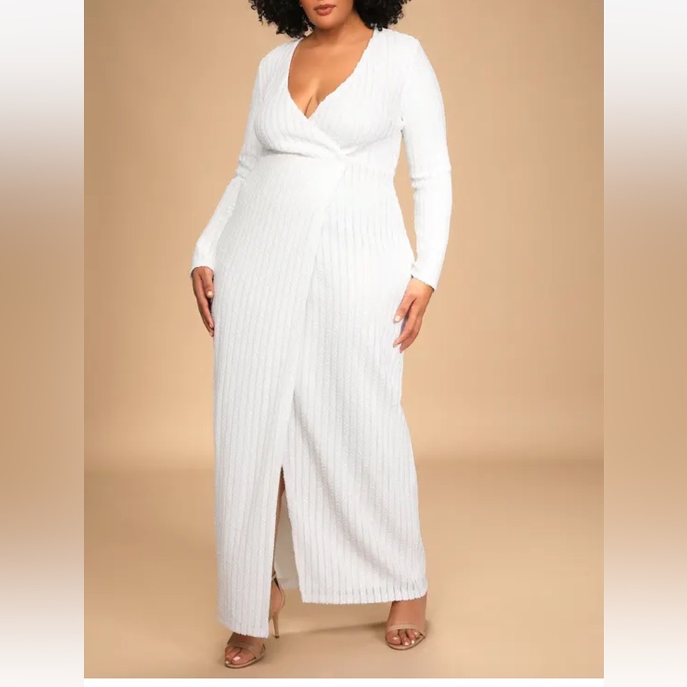 Love Lasts Forever White Sequin Long Sleeve Maxi Dress (Worn Once)